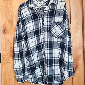 Aritzia Wilfred Free Granola Girl Plaid Flannel Boyfriend Button Shirt Grunge L‎